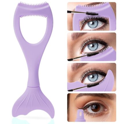Multi-purpose Mascara Guard, 3 in 1 Upper and Lower Mascara Applicator Tool Silicone Mermaid Eye Lash Eyeshadow Auxiliary Reusable Eyelash Separator Tool Eyeliner Template, Detachable