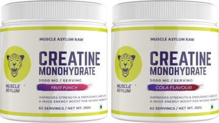 Muscle Asylum Combo of Creatine Monohydrate Powder - Fruit Punch and Cola Flavor (62 Servings Each, 500g) | With Genuine Lab Reports l Muscle Building & Recovery | Increased Muscle and Strength