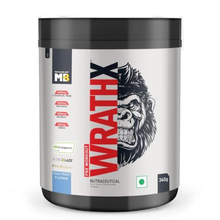MuscleBlaze Pre Workout Wrathx With Creapure,Nitroblaze & Bioperine (Cola Frost,340 G,20 Servings),Powder,1 Count