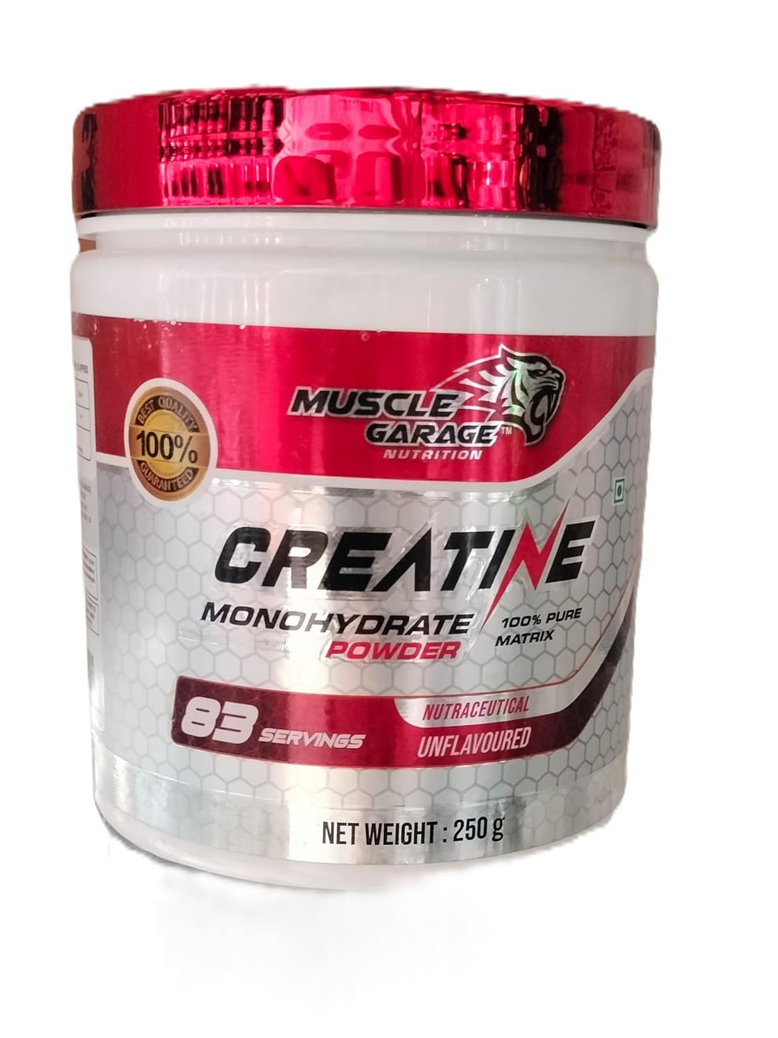 MuscleGarage Nutrition Creatine Monohydrate Powder/Unflavoured, 250grm, 83serving