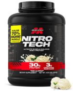 MuscleTech Performance Series Nitro Tech|30g Protein & 2g Sugar |With Creatine Monohydrate, BCAA & Glutamine & Precursors |For Lean Muscle Gain |Protein Powder for Women & Men|4 lbs (1.81 Kg) |Vanilla