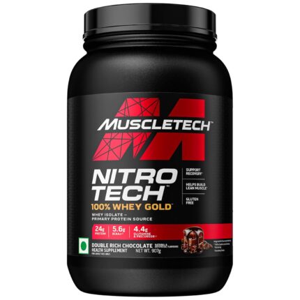 Muscletech Nitrotech 100% Whey Gold,907G (2Lbs),Double Rich Chocolate,Primary Source-Whey Protein Isolate,24G Of Pure Protein For Enhanced Lean Muscle,Strength&Recovery,Gluten Free,Vegetarian