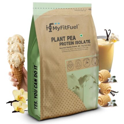 MyFitFuel Clean Plant Pea Protein Isolate (27.4g Protein, 4.9g BCAA, 10.6g EAA) |Easy to Digest | Vegan Plant Protein Powder [1Kg, 28 Servings, (Gourmet Vanilla Creme)]