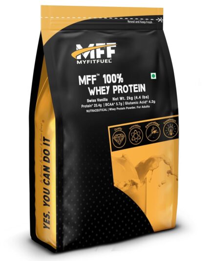 MyFitFuel MFF 100% Whey Protein | 2 kgs, 60 Servings (Swiss Vanilla) | Contains Isolate Protein