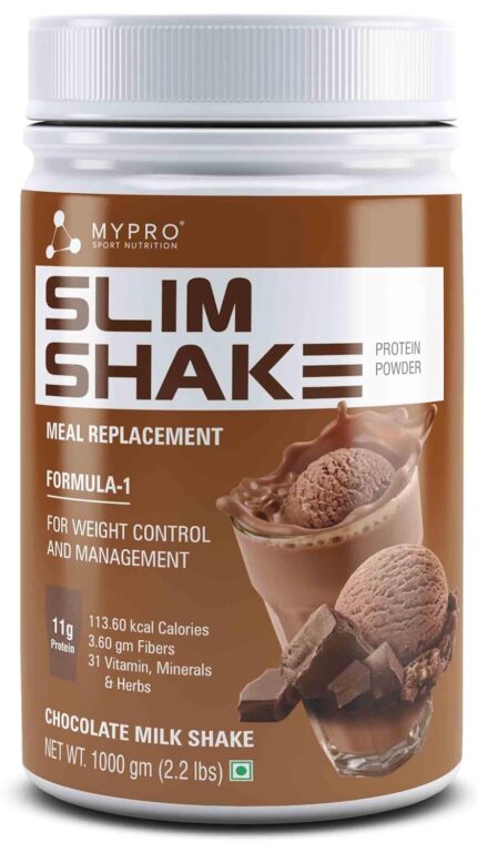 Mypro Sport Nutrition Slim Shake Protein Powder-Meal Replacement Shake For Weight Control & Management-Sugar-Free,For Men & Women-1000 Gm- Chocolate Flavor)