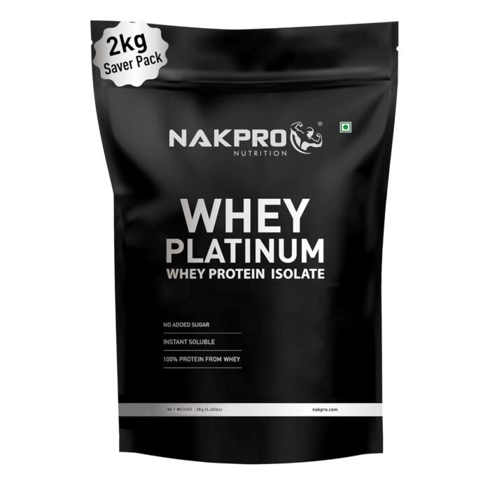 NAKPRO Platinum Whey Protein Isolate 2kg Malai Kulfi | 28g Protein, 6.4g BCAA | Trustified Certified 100% Authentic Supplement Powder & No Adulteration | Low Carbs, Fast Absorbing Whey Protein Powder
