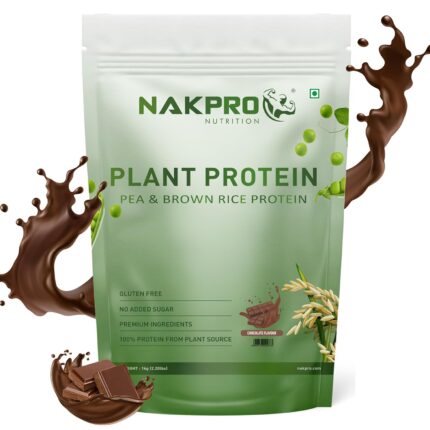NAKPRO Vegan Plant Protein Powder (Pea & Brown Rice Protein), Chocolate - 1kg | 25.2g Protein, Easy To Digest | All Essential Amino Acids | No Preservatives | No Added Sugar