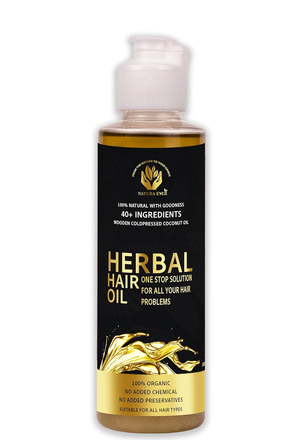 NATURA EVER HERBAL HAIR OIL - 200ml (With the goodness NATURA EVER HERBAL HAIR OIL - 200ml (With the goodness of Rosemary, Hibiscus and 40+ ingredients organically grown)