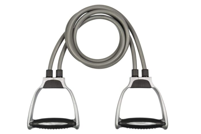 NILAY Double Toning Resistance Tube Heavy Quality Pull Rope Elastic Rubber Exercise Band for Stretching, Workout D Shaped Handles for Men and Women with Workout Chart (Multicolor)