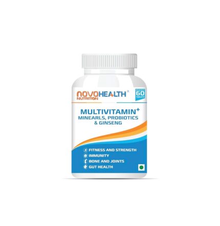 NOVOHEALTH Daily Multivitamin Tablets for Men and Women I Multivitamin Tablet with Zinc, Iron, Calcium, Multimineral I Multivitamin Tablets with Probiotics I Multivitamin Tablets with Ginseng Extract I Multivitamin Tablet for Overall Health, Strength, Bone health, Gut health & Immunity - 60 Veg Multivitamin Tablets
