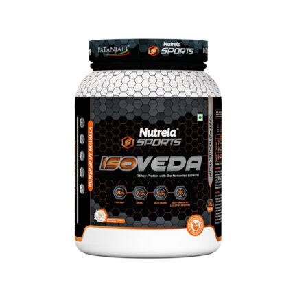 NUTRELA Sports Patanjali Premium Whey Isolate Protein Powder - 1kg Vanilla Ice Cream | 90% Protein, 7.5g BCAA, 5.7g Glutamine With Digestive Enzymes