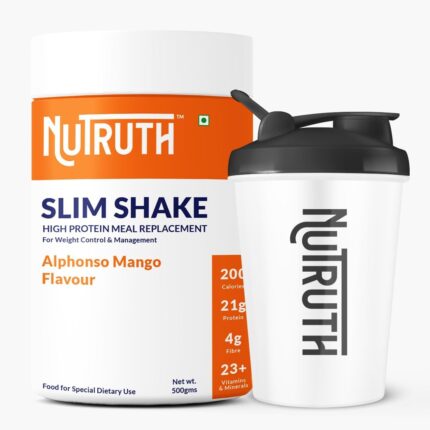 NUTRUTH High Protein Meal Replacement Shakes | Weight Control & Management Protein Shake | for Men & Women Alphonso Mango Shake Flavour + 500 ML Shaker