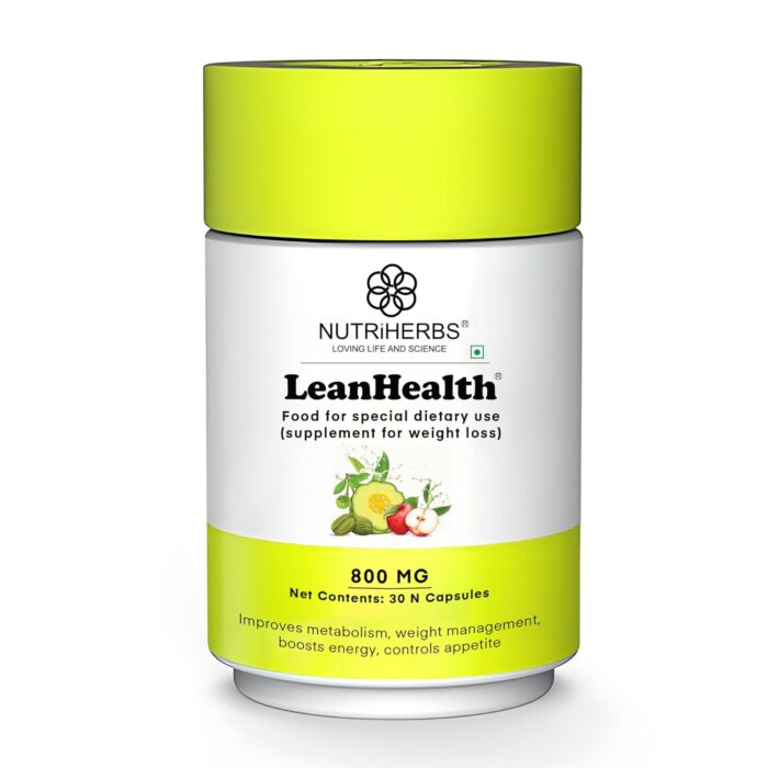 NUTRiHERBS LeanHealth Weight Management Capsule with Green Tea, Garcinia, Apple Cider Vinegar | Herbal Supplement for Metabolism Boost & Energy for Men & Women - 30 Capsule