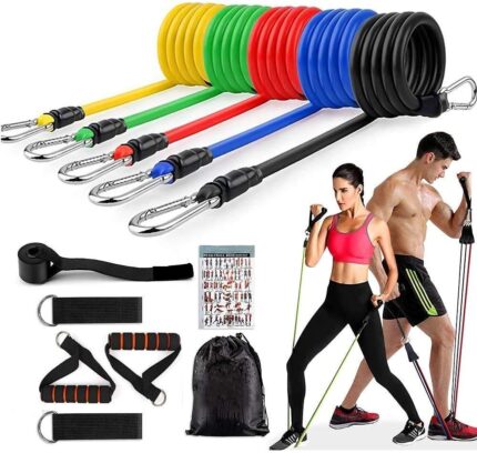 NVD Exercise Bands Resistance Bands Set for Workingout Door Fitness Gym Resistance Bands Kit for Men Women Streching Rubber Bands (11PCS)