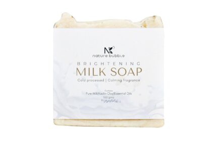 Nature Bubble Milk Soap Enriched with Vitamins & Lactic Acid (100g) | Cold Processed Soap Bar for Skin Brightening & Lightening | Made with Natural Ingredients | For All Skin Types