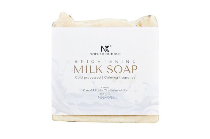 Nature Bubble Milk Soap Enriched with Vitamins & Lactic Acid (100g) | Cold Processed Soap Bar for Skin Brightening & Lightening | Made with Natural Ingredients | For All Skin Types
