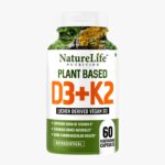 Nature Life Nutrition Plant Based D3 + k2 Vitamin Supplement (60 Veg Capsules) | Immunity, Heart, Muscle, & Bone Health