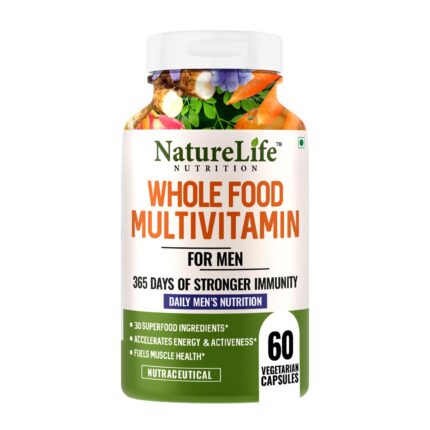 Nature Life Nutrition WholeFood Multivitamin for Men | Anti-oxidants, Energy, Metabolism, Immunity & Muscle Function - 60 Veg Capsules