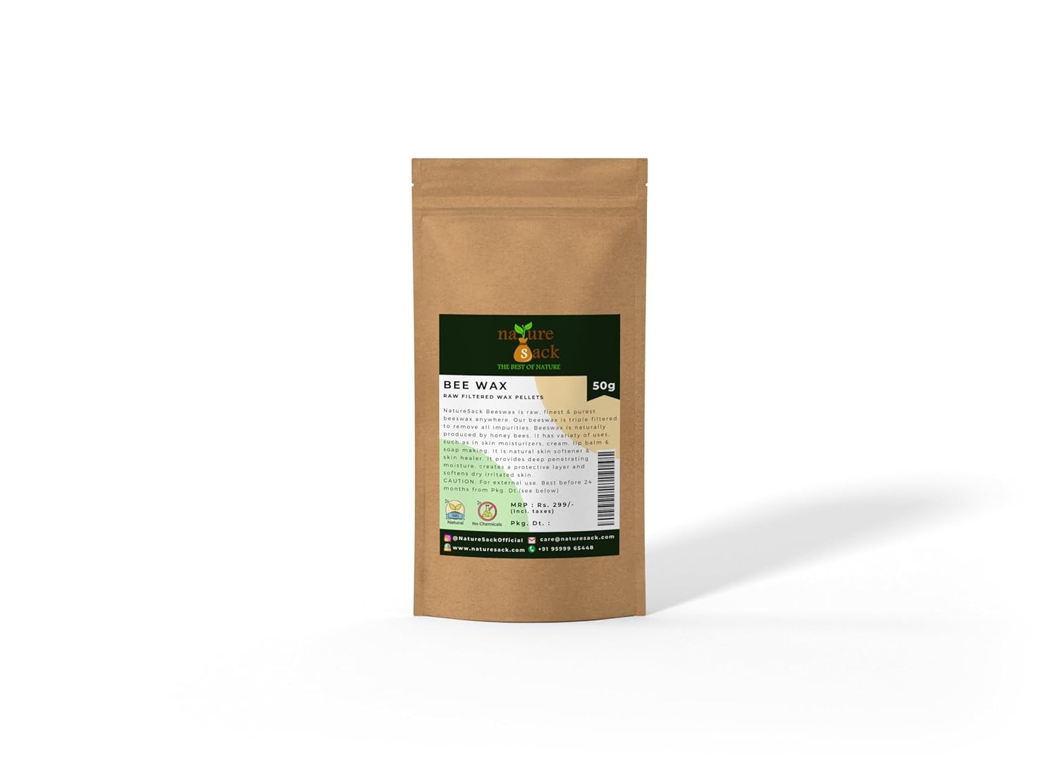 NatureSack's 100% Raw Beeswax Pellets - 50gms