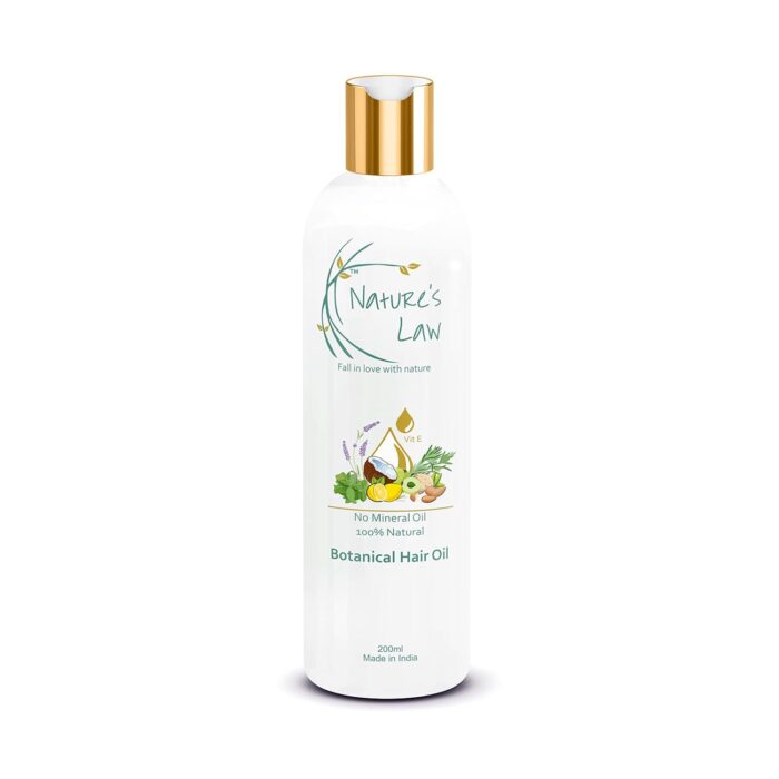 Nature's Law Botanical Hair Growth Oil | 100% Natural | Dandruff control | Hair Fall Control | Mineral Oil & Silicon Free | For All Hair Types | For Men & Women | 200 ml