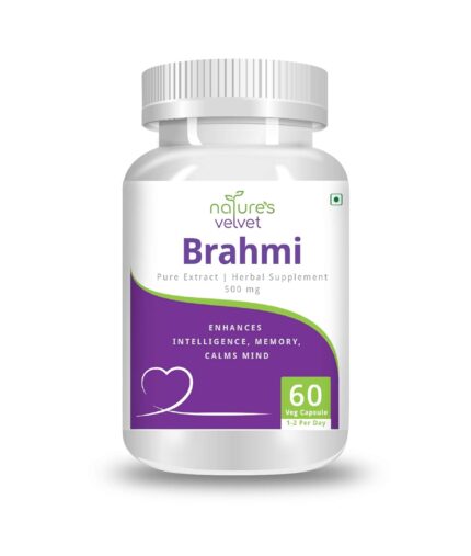 Nature's Velvet Lifecare Brahmi (Bacopa Monnieri) Pure Extract 500 mg, 60 Veg Capsules - Pack of 1