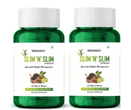 Neuhack Slim N Slim Weight & Fat Management Ayurvedic Veg capsules with Garcinia combogia - (Pack of 2)(60 caps each)