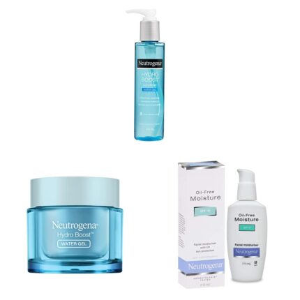 Neutrogena Hydro Boost Water Gel Cleanser, Transparent, 145 ml (26829085) & Neutrogena Hydro Boost Face Moisturizer, 15 gm & Neutrogena Oil-Free Facial Moisturiser SPF 15, 115ml