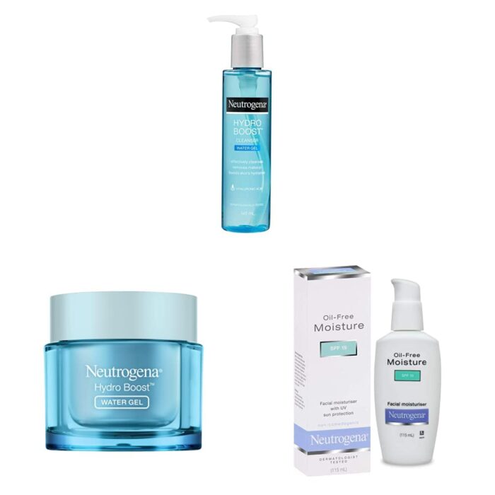 Neutrogena Hydro Boost Water Gel Cleanser, Transparent, 145 ml (26829085) & Neutrogena Hydro Boost Face Moisturizer, 15 gm & Neutrogena Oil-Free Facial Moisturiser SPF 15, 115ml