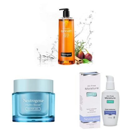 Neutrogena Rainbath Refreshing Showel Gel and Bath Gel, 473ml & Neutrogena Hydro Boost Face Moisturizer, 15 gm & Neutrogena Oil-Free Facial Moisturiser SPF 15, 115ml