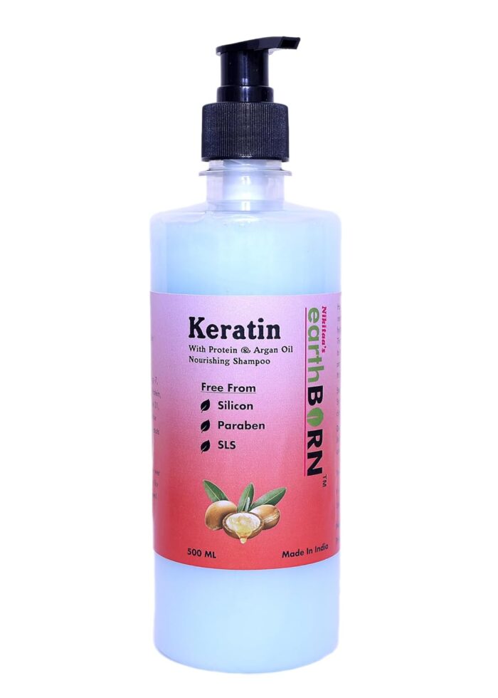 Nikitaa’s earthBORN KERATIN with Protein & Argan Oil Nourishing Shampoo |100% Pure Organic Hair Protein Shampoo | 500 ml