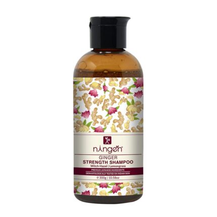 Ningen Ginger Strength Hair Shampoo I Enriched with Witch Hazel, Lemongrass I Stimulates Hair Growth & Treats Dandruff I Reduces Itchiness & Oiliness | Dermatologically Tested, Paraben Free | 300g, Off White