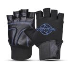 Nivia Scorpion Gym Glove | Gym Gloves for Men and Women | Elastic Wrist Wrap | 1/2 Finger Durable Gym Glove (Black/Blue, M)