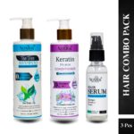 Noxiva 3-in-1 Hair Care Combo Tea Tree Shampoo, Keratin Conditioner & Argan Hair Serum Anti-Dandruff Frizz-Free Sulfate For All Hair Types Men & Women