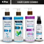 Noxiva Keratin & Tea Tree Hair Care Combo Shampoo, Conditioner, Hair Oil & Serum Frizz Control, Fall Solution & Scalp Nourishment Unisex Sulphate-Free