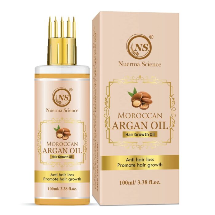 Nuerma Science Moroccan Argan Hair Oil with Comb Applicator for Healthy Strong & More Deep Root Nourishment Hair-100 ML