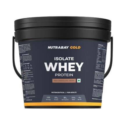 Nutrabay Gold Whey Protein Isolate Powder 25g Protein, 5.9g BCAA per Serving, Easy to Digest, NABL Lab Tested – Muscle Growth & Recovery – 4kg, Rich Chocolate Creme|100% Authentic Clean Protein