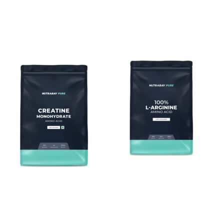Nutrabay Pure Micronised Creatine Monohydrate - 250g, Unflavoured & Pure 100% L-Arginine Powder - Muscle Building Amino Acid, Faster Recovery, Reduce Fatigue & Build Endurance - 250g Unflavoured
