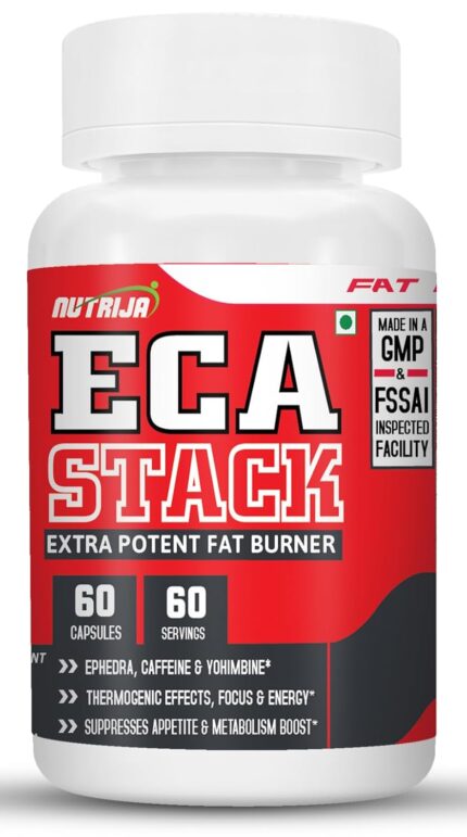 NutriJa ECA Stack - Extra Potent Fat Burner | Ephedra Extract, Yohimbine, Caffeine - 120 Capsules (Pack of 2-60 capsules)