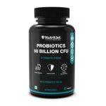 NutritJet Probiotics Supplement 50 Billion CFU with 20 Strains | Probiotics for Gut Health Supplements | Support Digestion & Immunity | Gut Health Probiotics - 60 Veg Capules