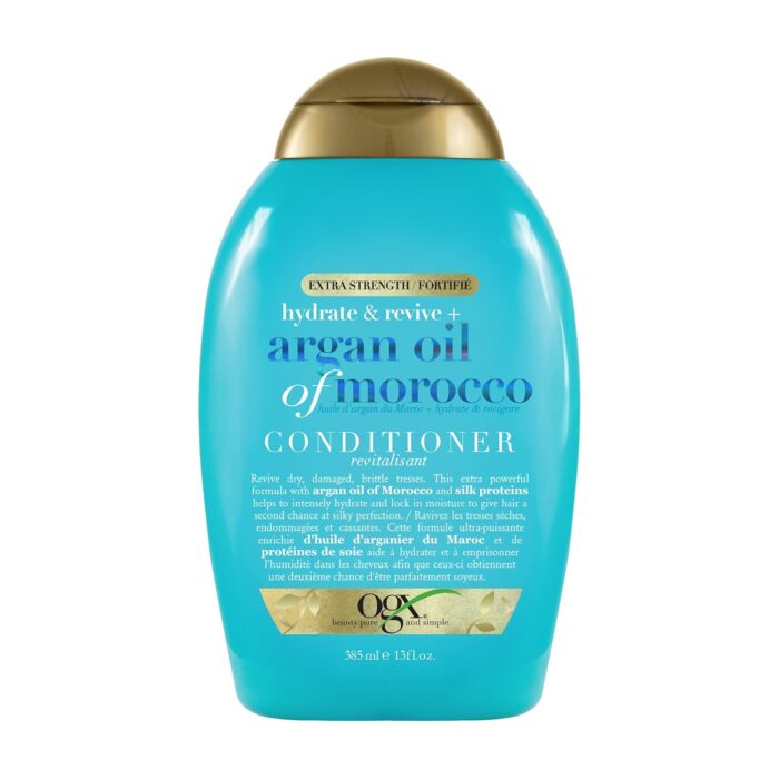 OGX Extra Strength Hydrate & Revive + Argan Oil Of Morocco Conditioner | Dry, Damaged Hair, Cold-Pressed Argan Oil To Moisturize Hair, Paraben Sulfate-Free Surfactants 385 Ml,1 Count