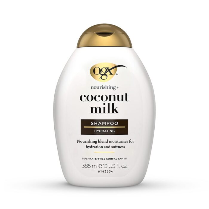 OGX Nourishing + Coconut Milk Moisturizing Shampoo | Strong & Healthy Hair Growth | Whipped egg proteins & Coconut Oil | Sulphate-Free Surfactants | Paraben-Free | 385ml