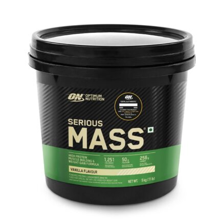 OPTIMUM NUTRITION (ON) Serious Mass Gainer powder (Veg) - 5 kg (Vanilla), Vitamins & Minerals, High Protein High Calorie Weight Gainer with 3gm Creatine