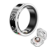 OWILIWO Smart Ring Health Tracker, Wearable Sleep Heart Rate Step Blood Oxygen Tracker, IP68 Waterproof Smart Ring with LED Screen to Track All Your Important Health Indicators (Silver, 12)