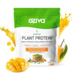 OZiva Bioactive Plant Protein (Mango), 1kg | 25g Protein,5.5 BCAA| Pea Isolate| Plant based Protein Powder for Women & Men | Essential Amino Acids| Vegan Protein supplement, Clean, Sugar free