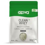 OZiva Clean Whey Concentrate Protein Powder (Unflavoured) - 4lbs/907g | 27g Protein Per Scoop | Microfiltered, Ultrafiltered, 100% Cold-Processed | Muscle recovery, Better Absorption& No bloating