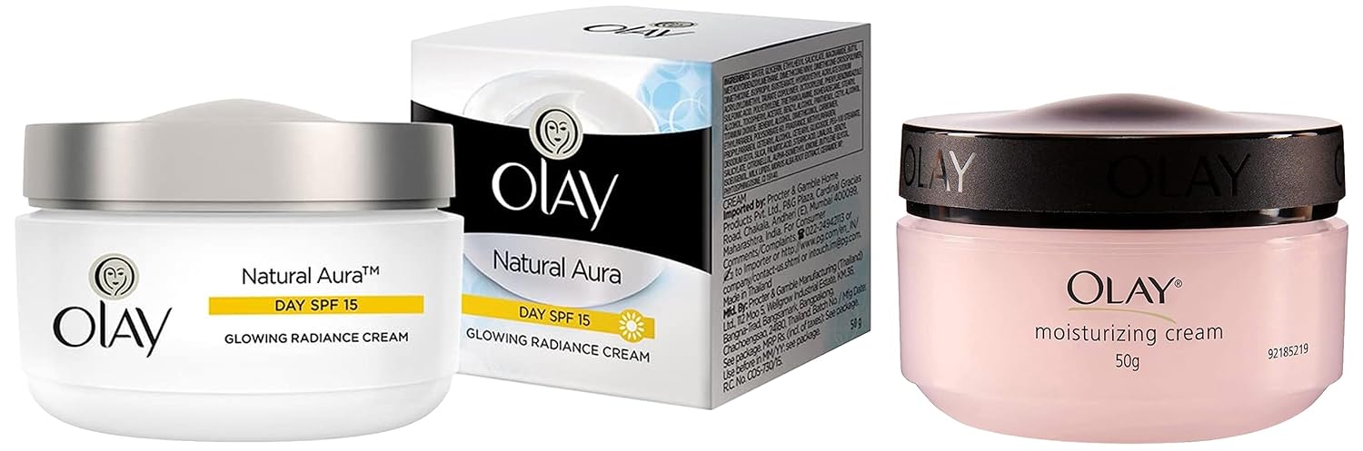 Olay Moisturising Cream, 50g And Olay Day Cream Natural White Fairness Moisturiser SPF 24, 50g