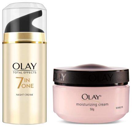 Olay Night Cream Total Effects 7 in 1, Anti-Ageing Moisturiser, 50g & Olay Moisturising Cream, 50g