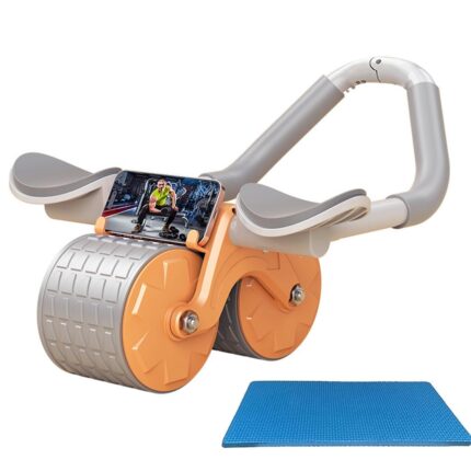 Optifit® Ab Roller Set, Abs Workout Equipment With Dual Rebound Core Wheels, Silent Knee Pad Mat & Phone Holder, Premium Non-Slip Handle, Portable Home Gym Equipment For Men Women, Orange