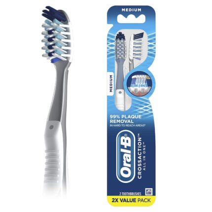 Oral-B Adult Pro-Health All-In-One 40 Medium Manual Toothbrush Twin Pack, 2.000 Count (Pack Of 3),Red