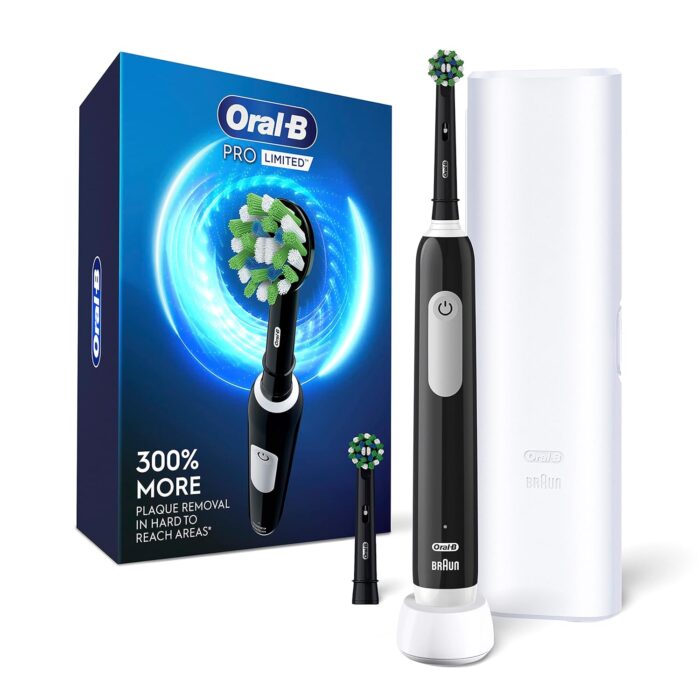 Oral-B Adult Pro Limited Electric Toothbrush With (2) Brush Heads, Rechargeable, Black, 1 Piece